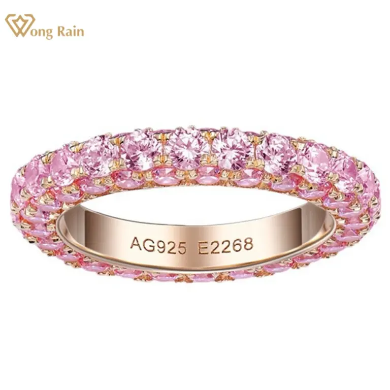 Wong Regen 18 Karat vergoldet 925 Sterling Silber Runds chliff Labor Saphir Edelstein Cocktail Party Schmuck Ring für Frauen Ehering