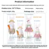 Ostern dekorative Kaninchen Cartoon einziehbare Bein Paar Kaninchen Puppe Home Ornament Overalls Rock Hase Puppe Ostern Party Geschenke 5