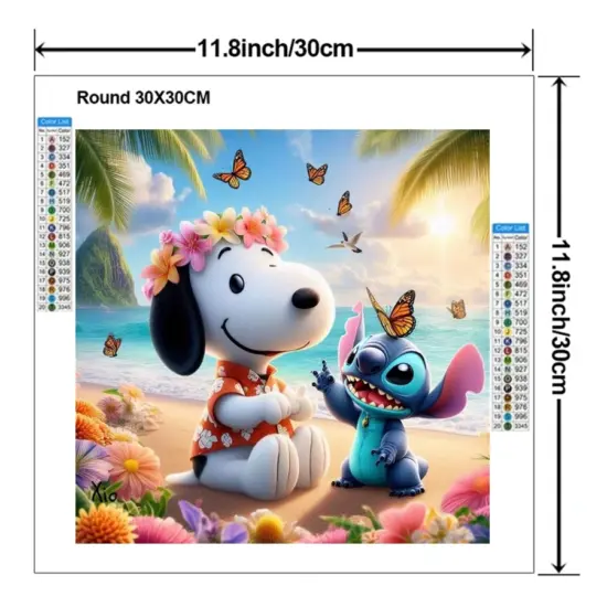 Mickey Mouse und Lilo Stitch Disney Cartoon Diamant Mosaik Malerei Schönheit Blume Schmetterling Landschaft Kreuz stich Raum dekor 2