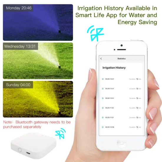 MOES Smart Tuya Bluetooth Gartenwasser-Timer, Regenverzögerung, programmierbarer automatischer Bewässerungstimer mit Hub erforderlich 5