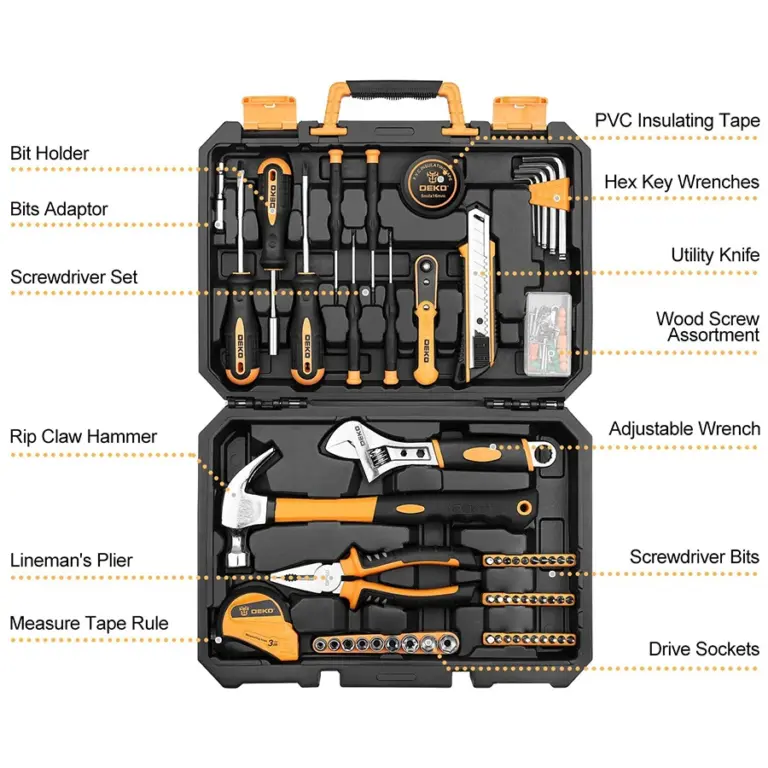 DEKO werkzeug sets Holz werkzeuge Multi tool mit Werkzeug Box holzbearbeitung Buchse set und drehmomentschlüssel DKMT Serie Hand werkzeug sets edc 2