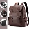 2023 Männer Rucksack Pu Leder Rucksack große Laptop Rucksäcke männliche Mochi las schwarze Schult asche für Teenager Jungen braun Sack a dos 3