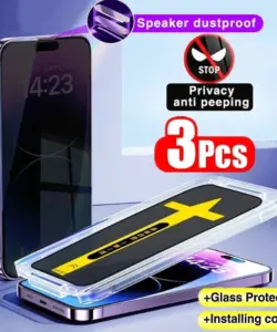 3 Stück High-End-einfache Installation Anti-Spionage-Glas für iPhone 15 13 12 11 14 Pro Max Mini XR XS 14 15 Plus Sichtschutz-Displayschutzfolie