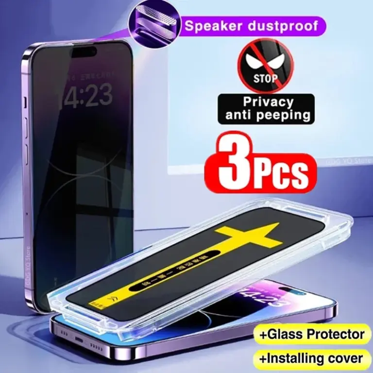 3 Stück High-End-einfache Installation Anti-Spionage-Glas für iPhone 15 13 12 11 14 Pro Max Mini XR XS 14 15 Plus Sichtschutz-Displayschutzfolie