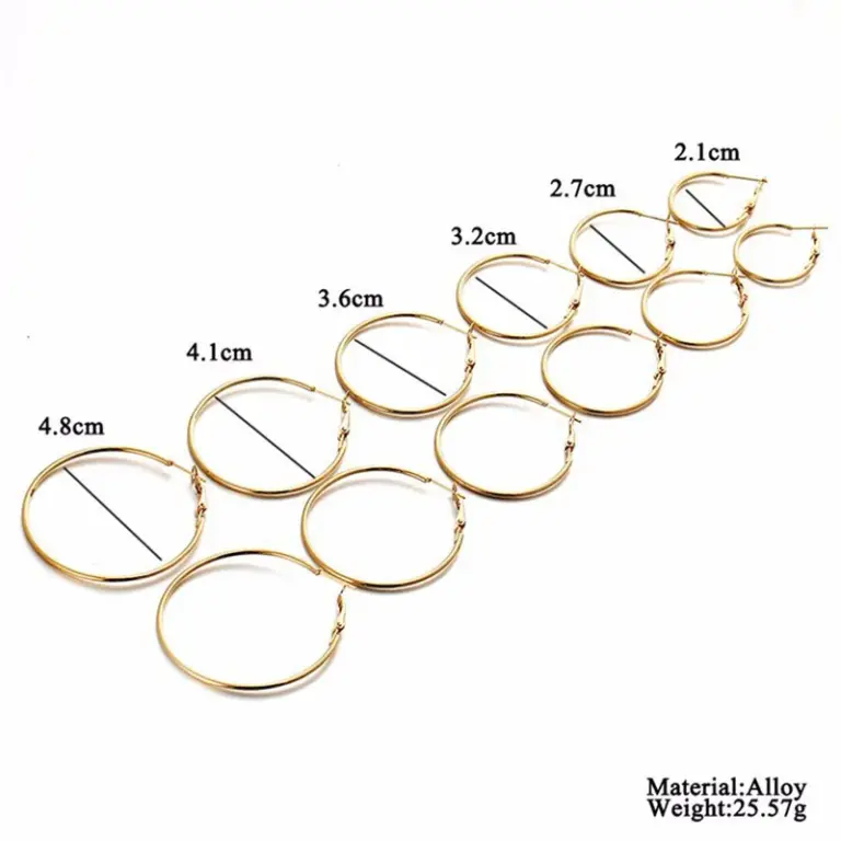 6 Paar große Kreis Creolen Set für Frauen Mode Gold Silber Farbe runde Ohrring Hochzeits feier Ohrschmuck Geschenk 2