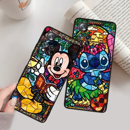 Disney Stitch Mickey Silikon schwarz Handy hülle für Xiaomi Redmi Note 13 12 11 11t 11s 10 10s 9 8 8t Pro plus 5g 1