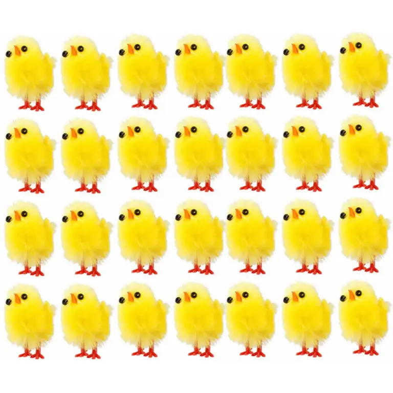 60 stücke Simulation Mini Ostern Küken künstliche Plüsch gelbe Huhn Desktop-Ornament Frühlings party begünstigt Dekoration