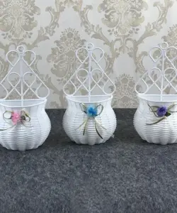 Hängende Blumen korb Gartenparty handgemachte DIY Vase Kleinigkeiten Veranstalter Wand künstliche Rattan Wohnkultur Töpfe