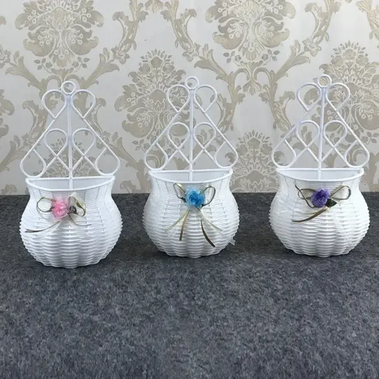Hängende Blumen korb Gartenparty handgemachte DIY Vase Kleinigkeiten Veranstalter Wand künstliche Rattan Wohnkultur Töpfe