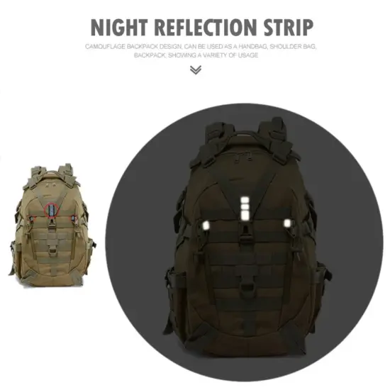 40L Camping Rucksack männer Tasche Reisetaschen Taktische Molle Klettern Rucksack Wandern Outdoor Reflektierende Schulter Angeln Tasche 2