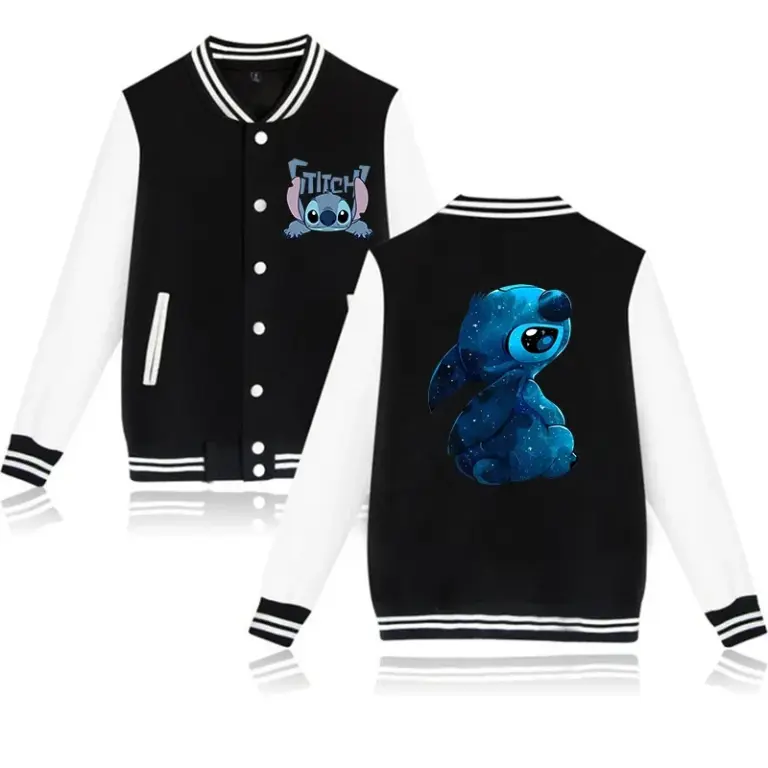 Y2k 90er Jahre Stich Disney Hoodie Baseball jacke Männer Frauen Sweatshirt Kinder Jungen Mädchen Harajuku Jacken Streetwear College Mäntel 2