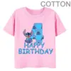 Rosa Lilo Stich Kinder Baumwolle T-Shirt Geburtstag Nummer 1-14 Kind Kawaii Junge Mädchen Freizeit kleidung Anime Cartoons Baby Tops T-Shirt 4