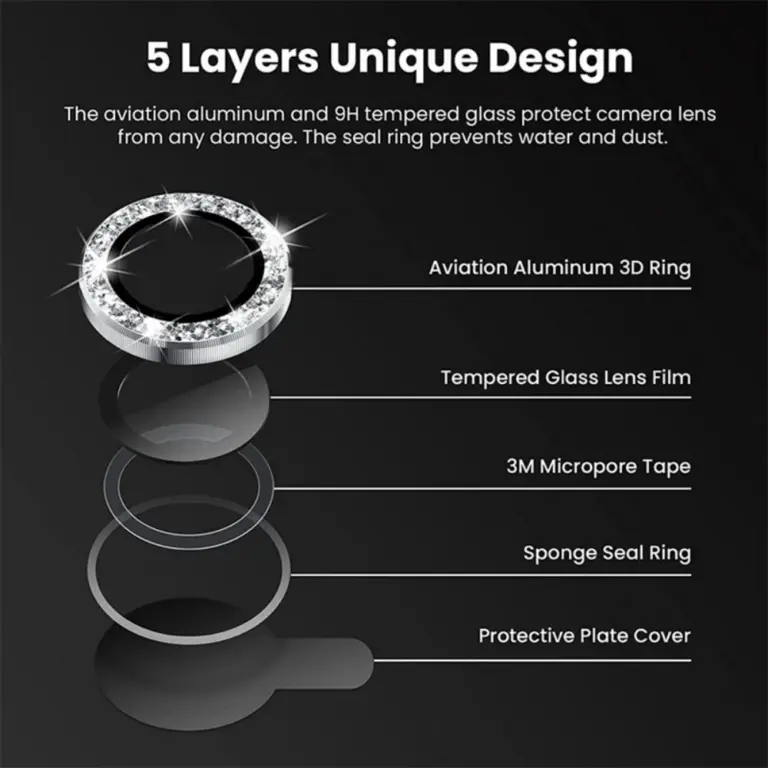 Dimond Kamera Ring für Samsung Galaxy S23 Ultra Zubehör Rückseite Objektiv Displays chutz Metall Rand Glas auf S23ultra 4