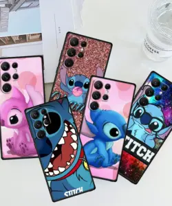 Disney Stitch niedlichen Cartoon für Samsung Galaxy S24 S23 S22 S21 S20 Fe S10 S9 S10E S8 plus Ultra Lite 5G TPU schwarz Handy hülle