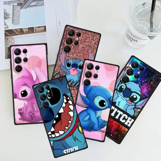 Disney Stitch niedlichen Cartoon für Samsung Galaxy S24 S23 S22 S21 S20 Fe S10 S9 S10E S8 plus Ultra Lite 5G TPU schwarz Handy hülle