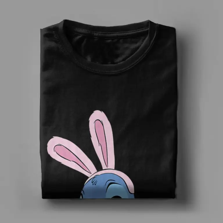 Männer Tier Cartoon Stich Lilo Weihnachten T Shirt Cartoon Reine Baumwolle Kleidung Vintage Kurzarm O Neck Tees Geschenk T-Shirt 4