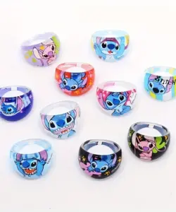 10 stücke Disney Stich Ring Cartoon Stich gedruckt Acryl Kinder ring, Kinder Party Geschenk